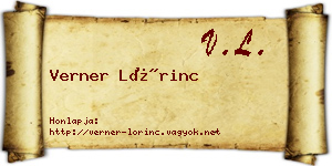 Verner Lőrinc névjegykártya
